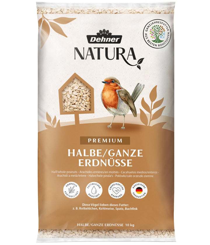 Dehner Natura Wildvogelfutter, halbe/ganze Erdnüsse, 10 kg halbe/ganze Erdnüsse 10 kg (1er Pack), ha