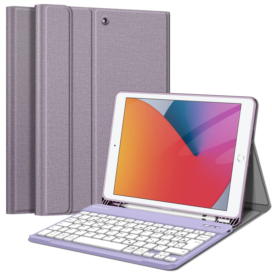 Fintie Tastatur Hülle für iPad 10.2 Zoll (9/8/ 7 Generation - 2021/2020/2019), Soft TPU Rückseite Ge