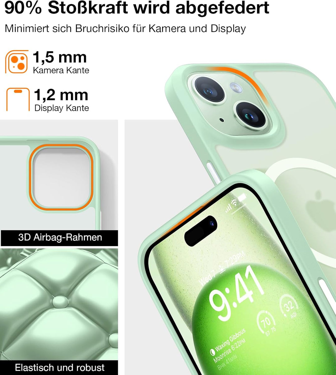 TORRAS Guardian-Mag für iPhone 15 Hülle für MagSafe (Zertifizierte Magnetkraft und Schutzkraft) Matt