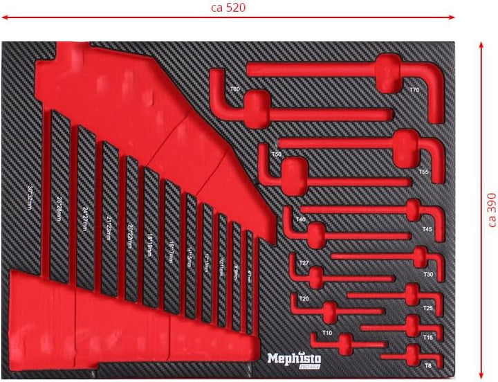 Mephisto Werkzeugeinlage Werkzeug Set Pro Line Werkstattwageneinlage mit Innensechsrund-Schlüssel-Se