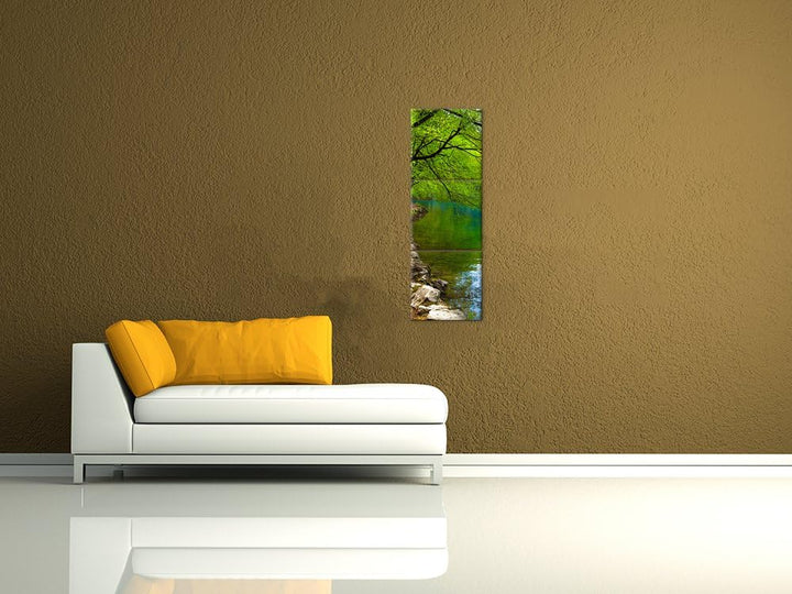 Bilderdepot24 Bild auf Leinwand | Flussufer in 30x90 cm mehrteilig als Panorama Wandbild | Wand-deko