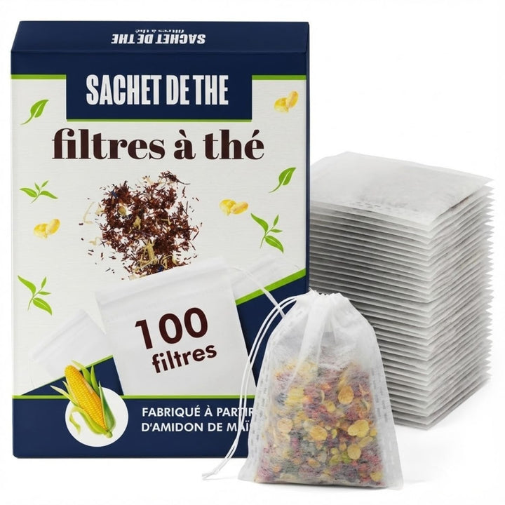 Teefilter | Maisstärke leerer Teebeutel für Kräutertee, Aufguss, Pflanzen und Gewürze | Biologisch a