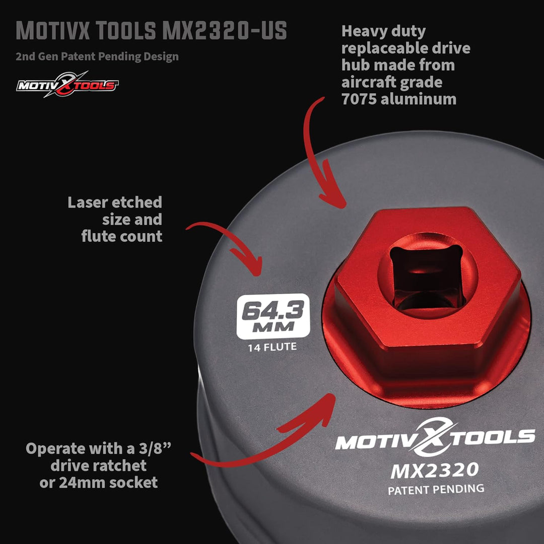 Motivx Tools Ölfilterschlüssel für Toyota, Lexus und Scion 2,0 bis 5,7 Liter Motoren mit 64 mm Kartu