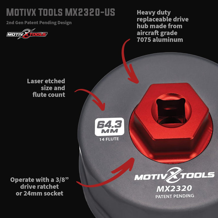 Motivx Tools Ölfilterschlüssel für Toyota, Lexus und Scion 2,0 bis 5,7 Liter Motoren mit 64 mm Kartu