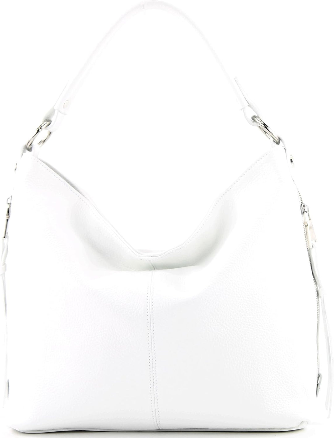 modamoda de T160 Damen Leder Schultertasche Gross, handmade in Italy T160 Weiss, T160 Weiss