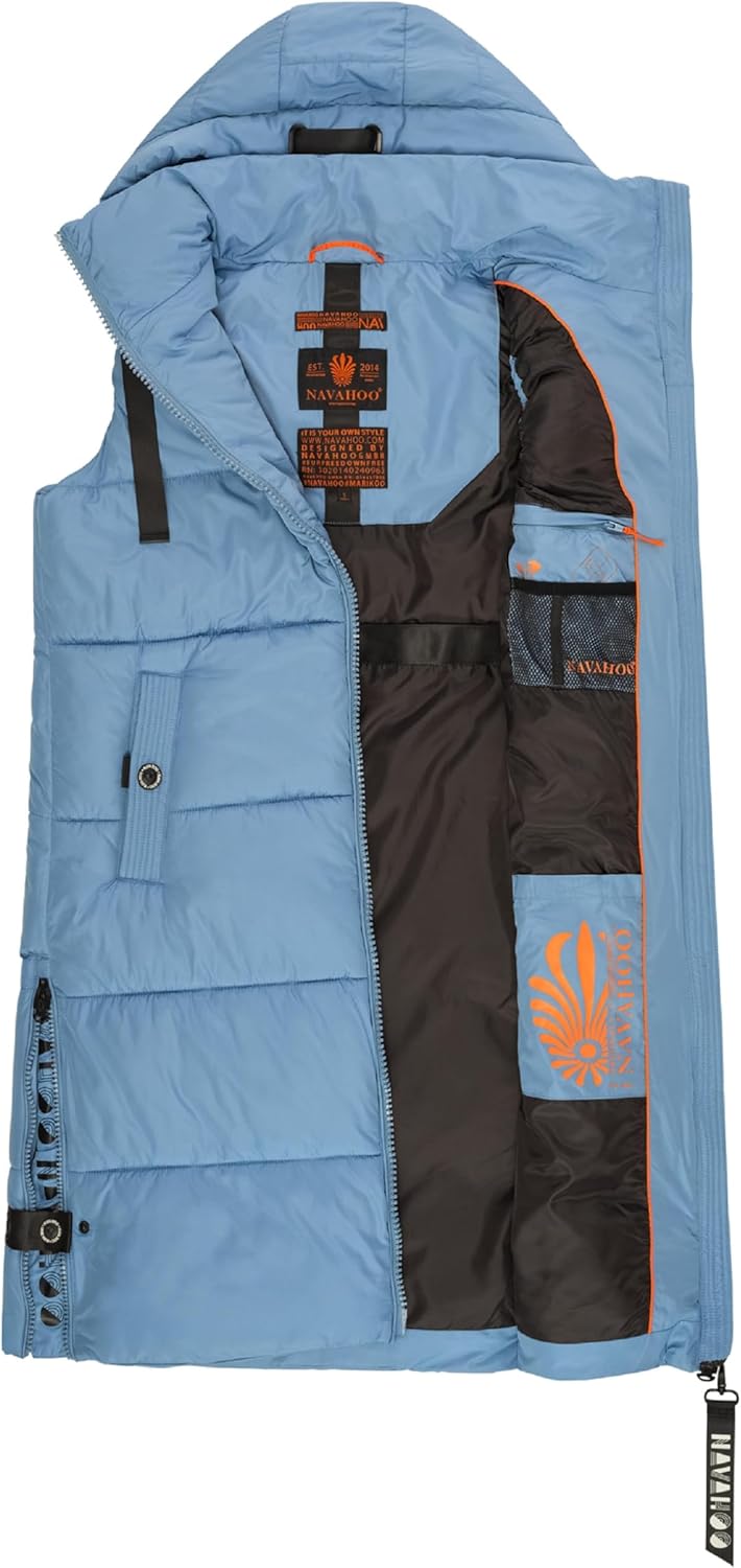 Navahoo Damen ärmellose Lange Outdoorweste warme Winterjacke Schnuffelchen XS-3XL XS Powder Blue, XS