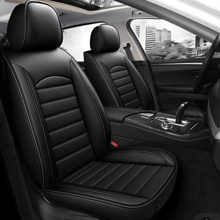 Universal Autositzbezüge Auto Vordersitz 2 Stück Set wasserdicht PU Leder Autositzbezüge Fit für Sko