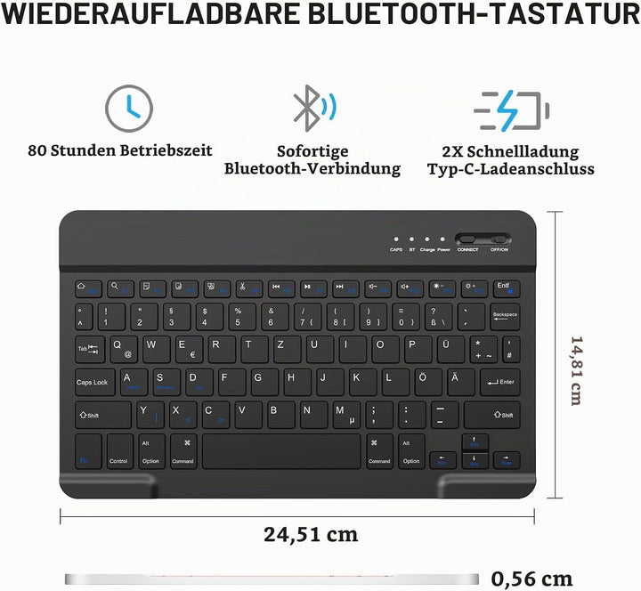 KBCASE Tastatur Hülle für iPad Pro 11 Zoll M4 2024 Hülle mit Deutsche Bluetooth Tastatur mit Bleisti