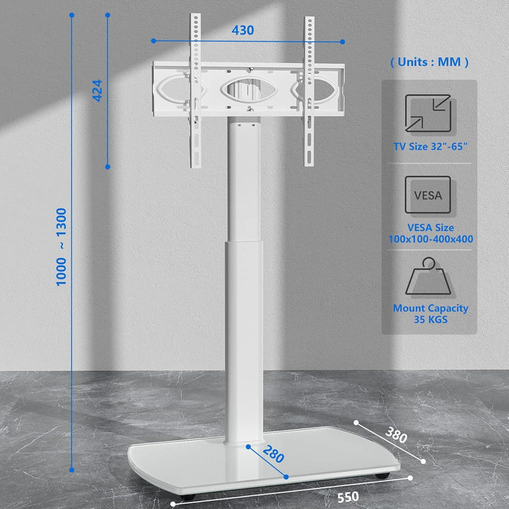 RFIVER TV Ständer mit Schwenkbar Halterung Fernsehständer für 32 bis 65 Zoll Flach & Curved Fernsehe