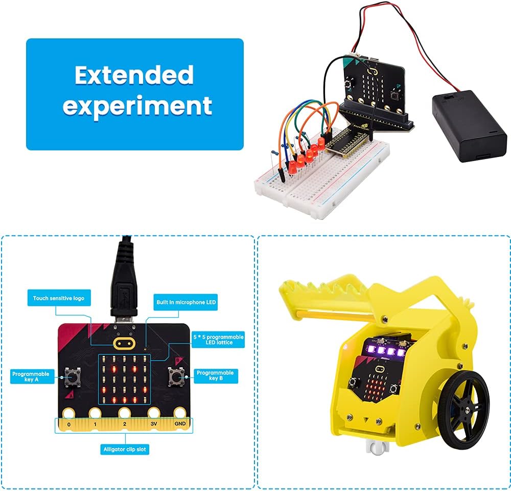 KEYESTUDIO BBC Micro:bit V2 Starter Kit (Pack Microbit V2.2 Go Kit) with Official BBC Micro:bit V2 D