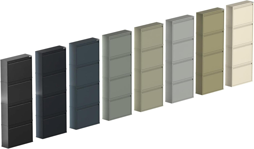 Schuhregal, schmal, hoch, Schuhschrank, mit magnetischem Deckel, Wandmontage, aus Metall (Grau Kiese