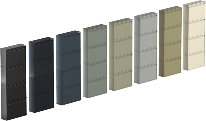 Schuhregal, schmal, hoch, Schuhschrank, mit magnetischem Deckel, Wandmontage, aus Metall (Grau Kiese