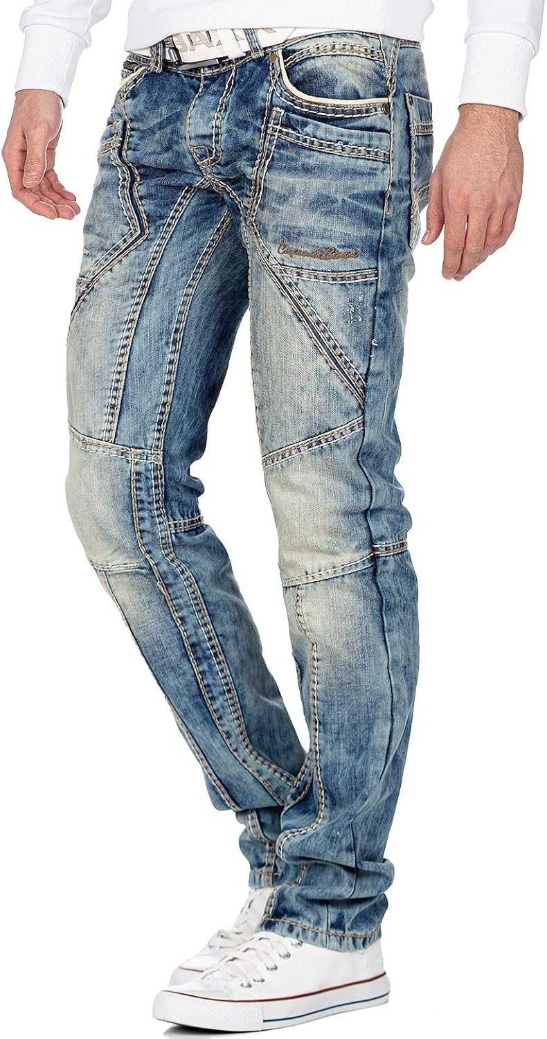 Cipo & Baxx Herren Jeans – Stylische Regular-Fit Denim mit Stone-Washed-Design, Used-Look & markante