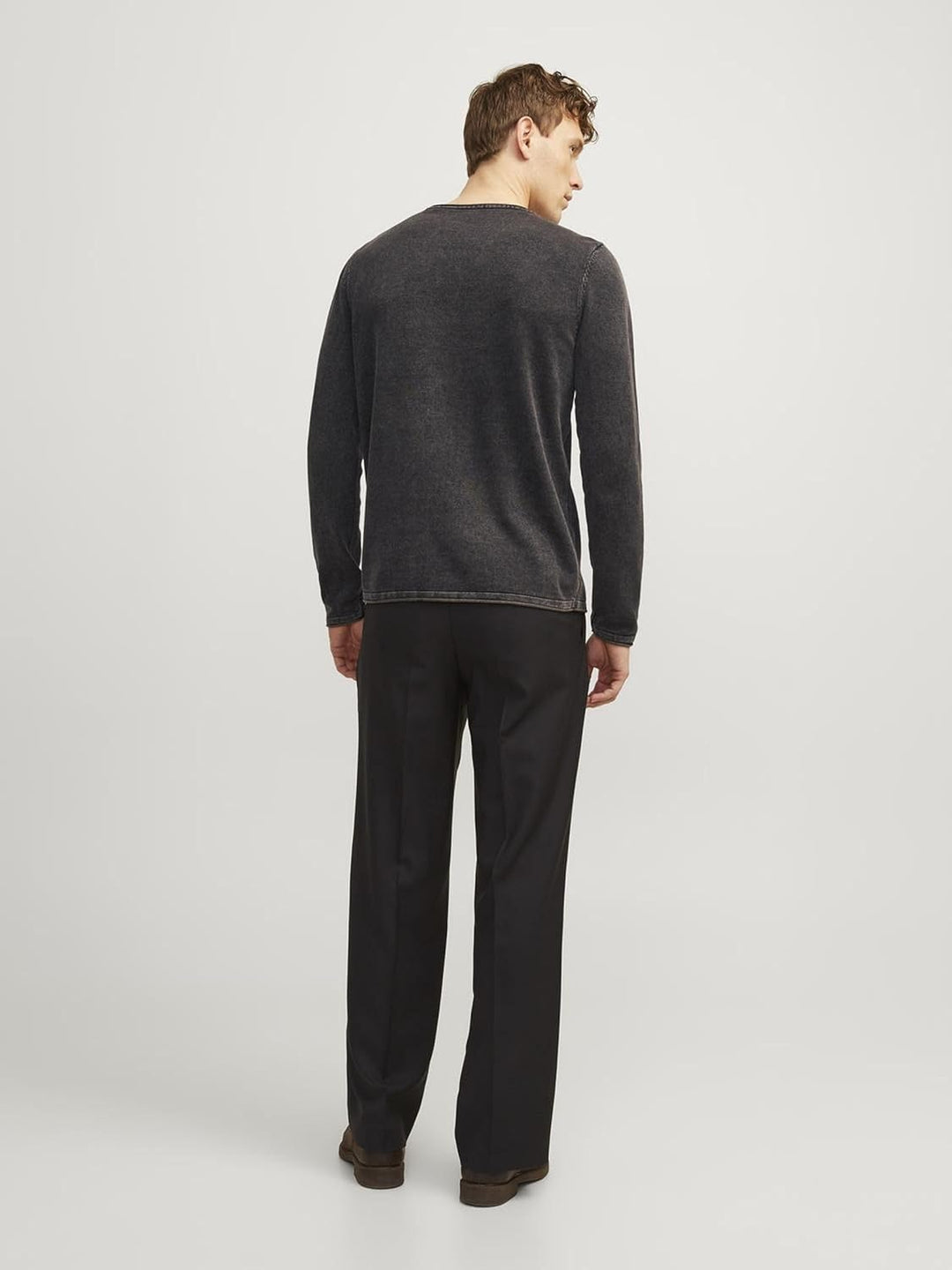 JACK & JONES Male Strickpullover mit Rundhals Einfarbig Strickpullover mit Rundhals XL Grau (Caviar)