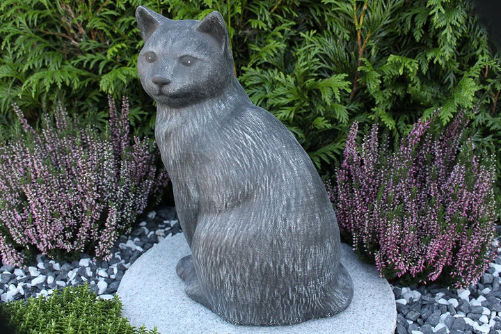 STEINFIGUREN SPICKER Steinfigur Katze gross, 179/1 Gartenfigur Steinguss Tierfigur Basaltgrau