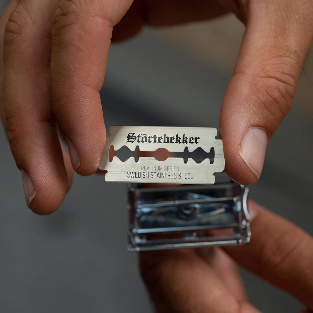 Störtebekker® Premium - 100 scharfe Rasierklingen für Rasierhobel & Rasiermesser - aus schwedischem
