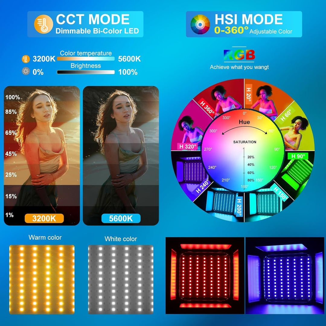 GVM LED Videoleuchte mit Stativ, APP-Steuerung 800D RGB Videolicht Dauerlicht LED Streaming licht, L