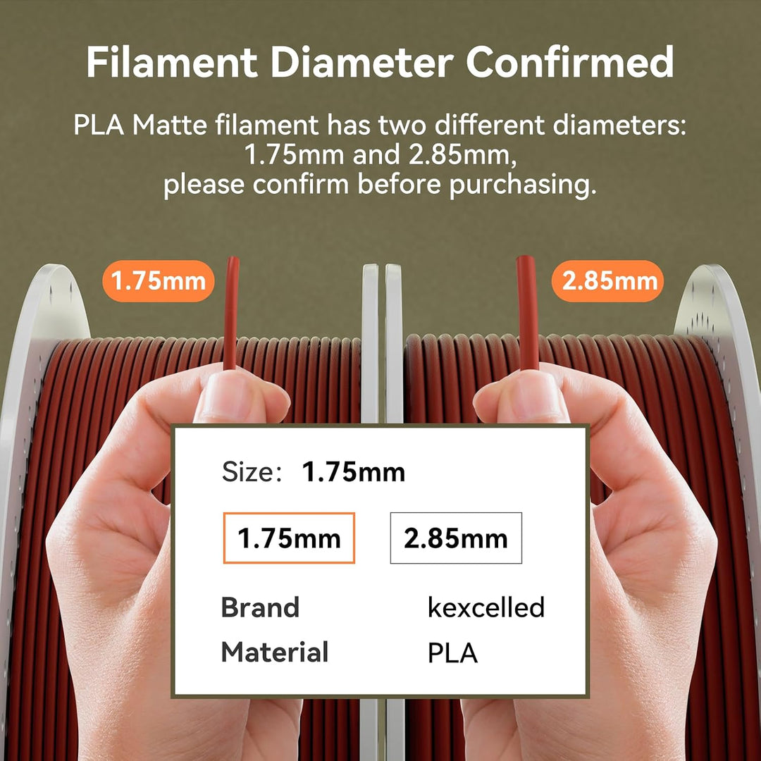 kexcelled Matte PLA Filament 1,75 mm +/- 0,03 mm, Glanzfreie Farbe, Matt Textur, 3D Drucker Filament