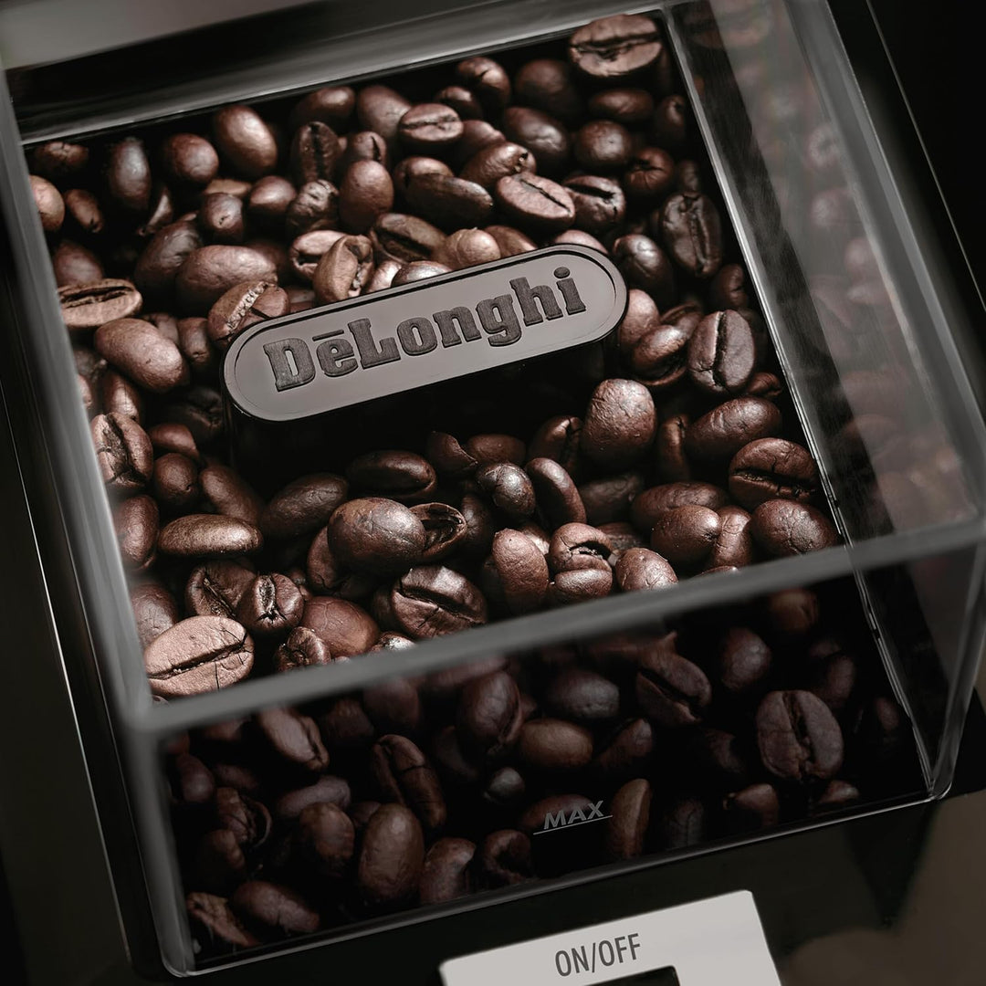 De'Longhi KG89 KG 89 Professionelle Kaffeemühle für bis zu 12 Tassen, Kunststoffgehäuse, silber, 110