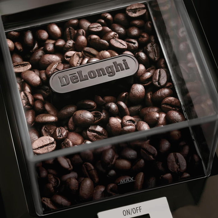 De'Longhi KG89 KG 89 Professionelle Kaffeemühle für bis zu 12 Tassen, Kunststoffgehäuse, silber, 110