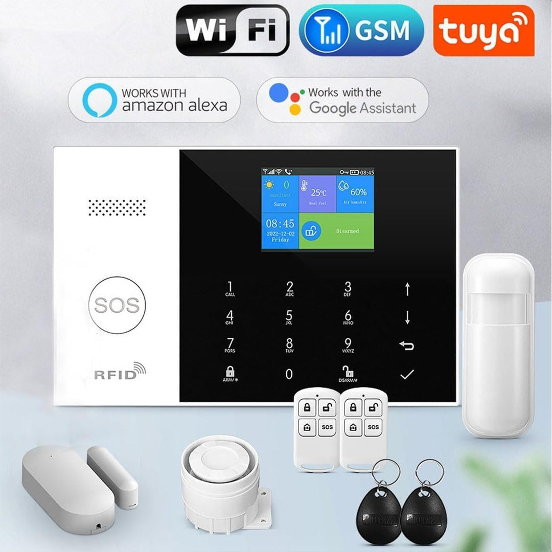 GSM Smart-Home-Sicherheitsalarm-Kit, drahtloses WiFi-Heimalarmsystem mit Sirene, PIR-Bewegungssensor