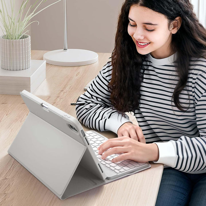 Vobafe Hülle mit Tastatur für iPad A16 11/10 Generation (2025/2022, 10,9/11 Zoll), Magnetisch Abnehm