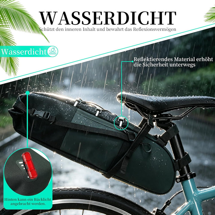 AUMTISC Fahrrad Satteltasche 11L,Sitztasche Aufbewahrungstasche für Outdoor Rennräder Fahrräder, Mou