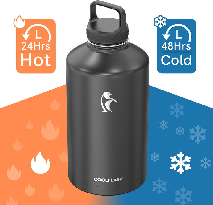Coolflask Isolierte Wasserflasche, Doppeltes Vakuum Auslaufsicher, Leicht zu reinigen, Wasserflasche