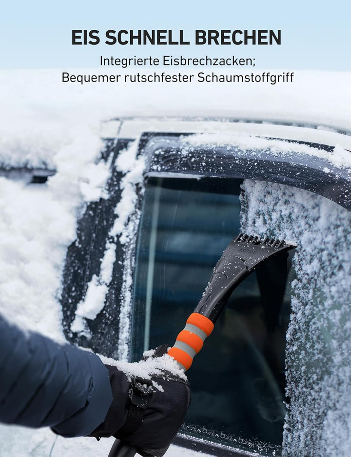 AstroAI Eiskratzer Auto mit Besen Schneebesen Abnehmbarer 68CM Lang mit grosse Kante Borsten &amp; Ergon