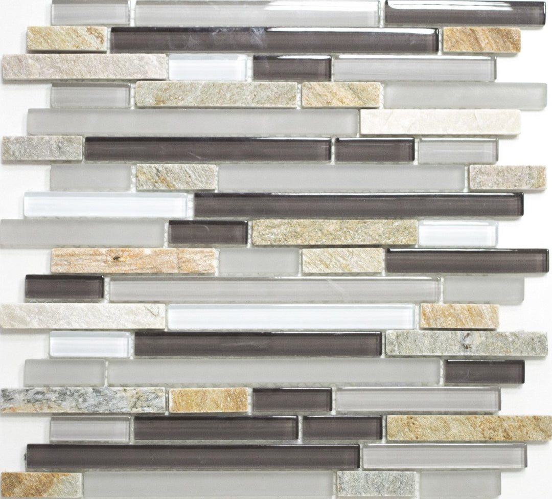 Mosaik Verbund Crystal/Stein mix grau/braun Glasmosaik Transluzent Transparent 3D, Mosaikstein Forma