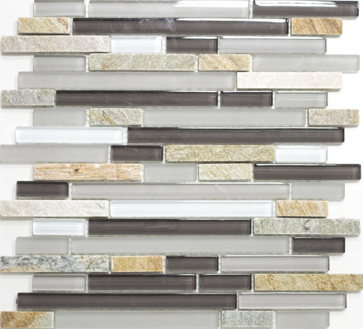 Mosaik Verbund Crystal/Stein mix grau/braun Glasmosaik Transluzent Transparent 3D, Mosaikstein Forma
