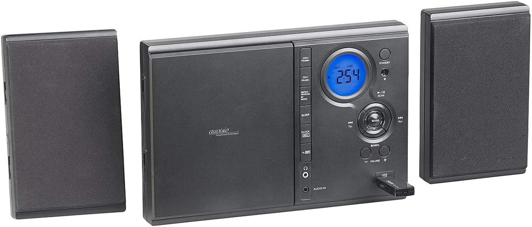 auvisio Radio mit CD: Vertikale Stereo-Kompaktanlage mit Bluetooth, FM, CD, MP3 & AUX, 10 W (Microan