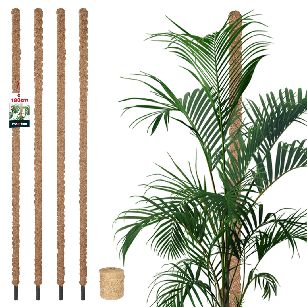 KOTARBAU® 4er Set Moosstab für Monstera Kokos Natural ⌀3,2 x 180cm Pflanzenstab Rankhilfe für Monste