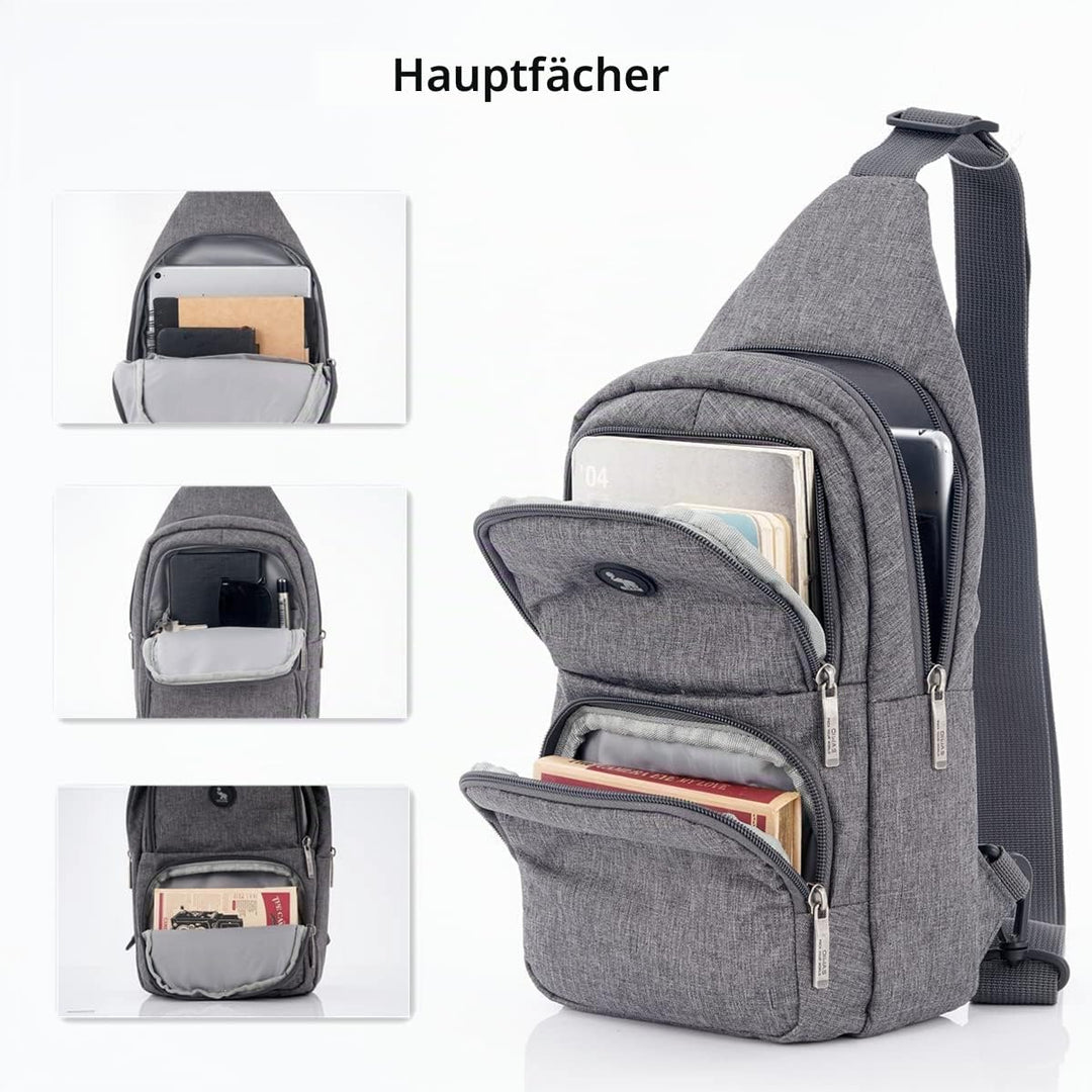 OIWAS Brusttasche Herren Kleine Kuriertasche Leichte Schultertasche zum Freizeit Urlaub Wandern Umhä