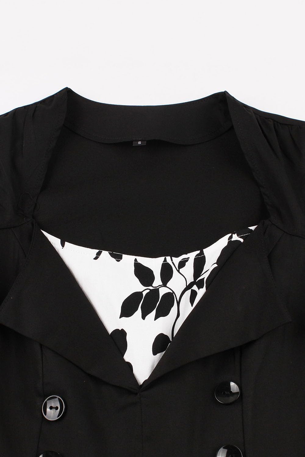Axoe Damen 50er Jahre Kleider mit Gepunkte Rockabilly, M Schwarz-blumen