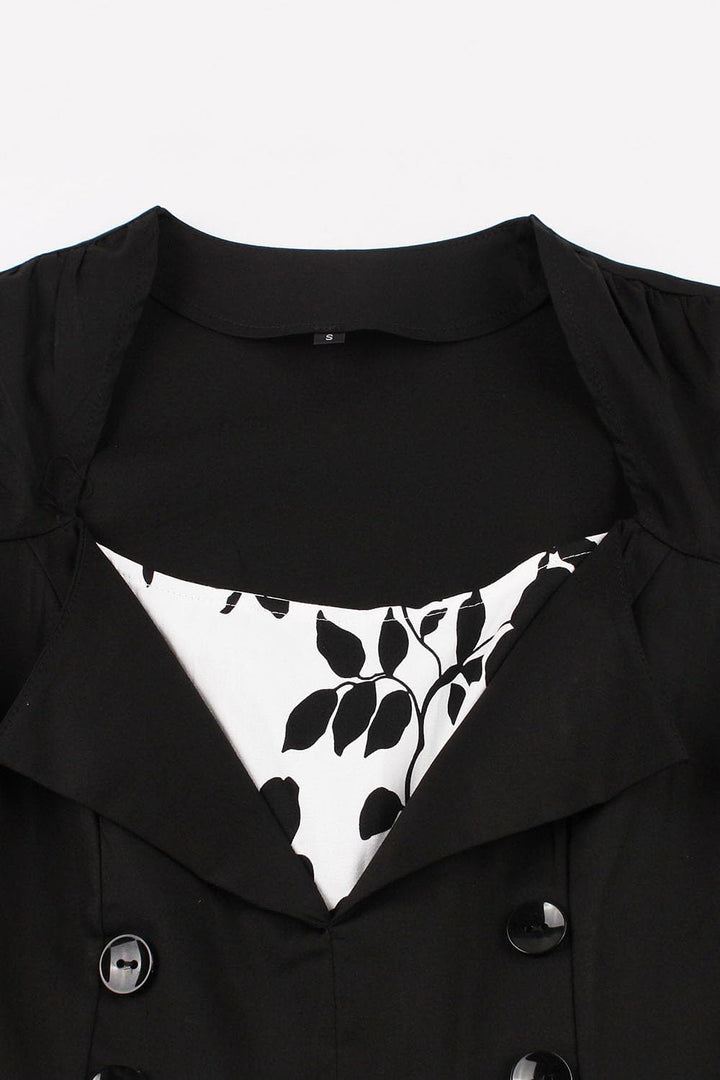 Axoe Damen 50er Jahre Kleider mit Gepunkte Rockabilly, M Schwarz-blumen