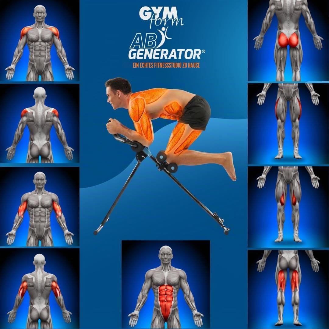 AB Generator Krafttrainingsgerät, Fitnessgerät + Cardio, 5 Stufen, Bauchmuskeltraining, Beine, Arme,