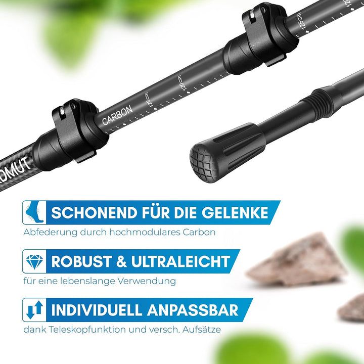 NORDMUT® Wanderstöcke Teleskop | Nordic Walking Stöcke Damen und Herren | Ultraleichte Trekkingstöck
