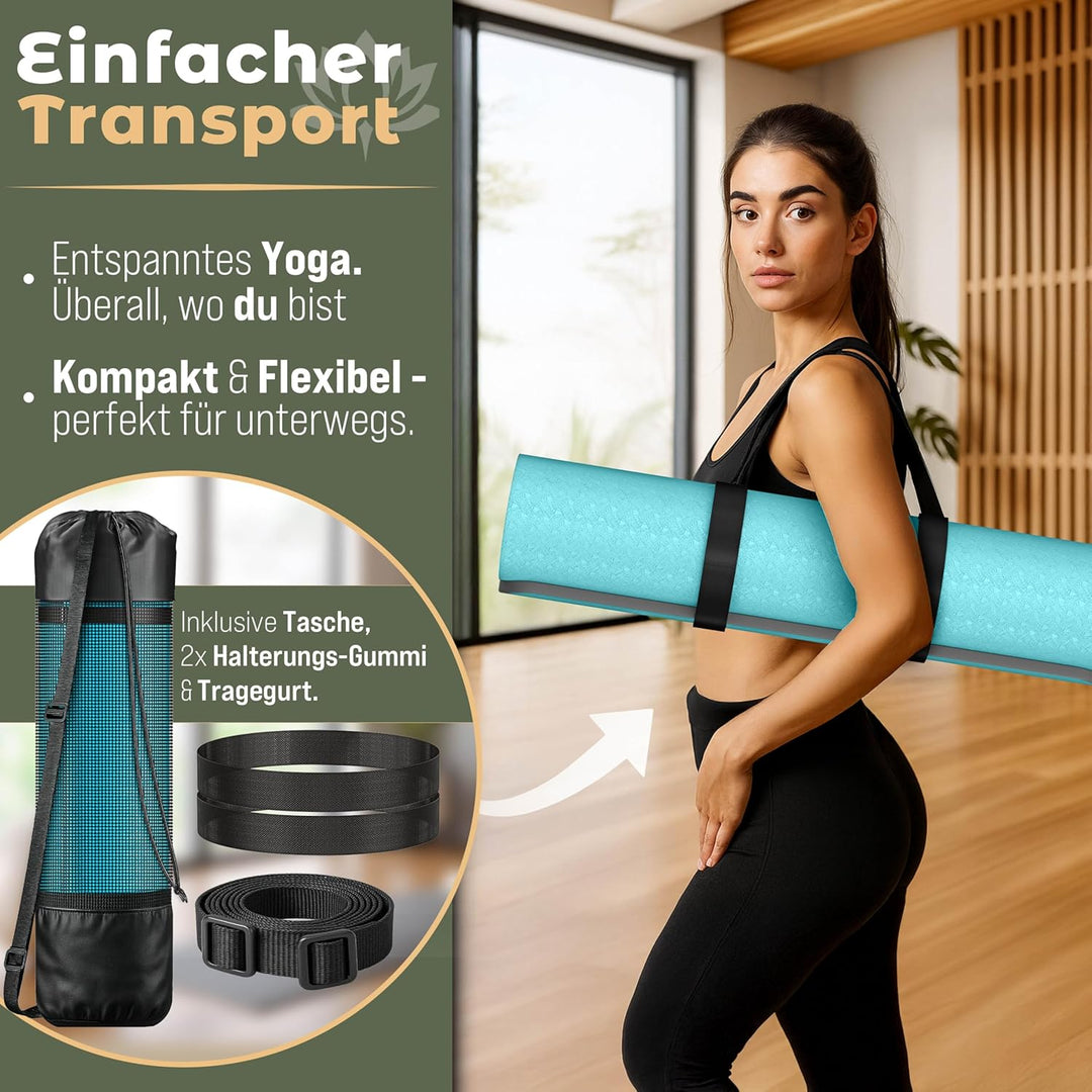 Yogamatte Phthalatfrei | Gymnastikmatte rutschfest | Fitnessmatte schadstofffrei | Trainingsmatte mi