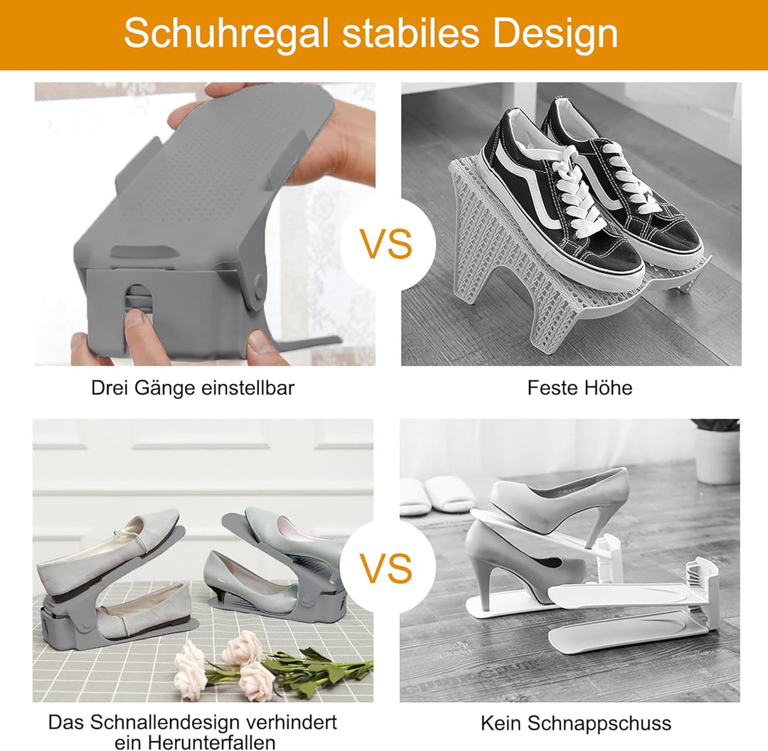 YRHome 30 Stück Einstellbare Schuhregale Schuhorganizer Schuh Organisierer aus PP-Material, 3 höhenv