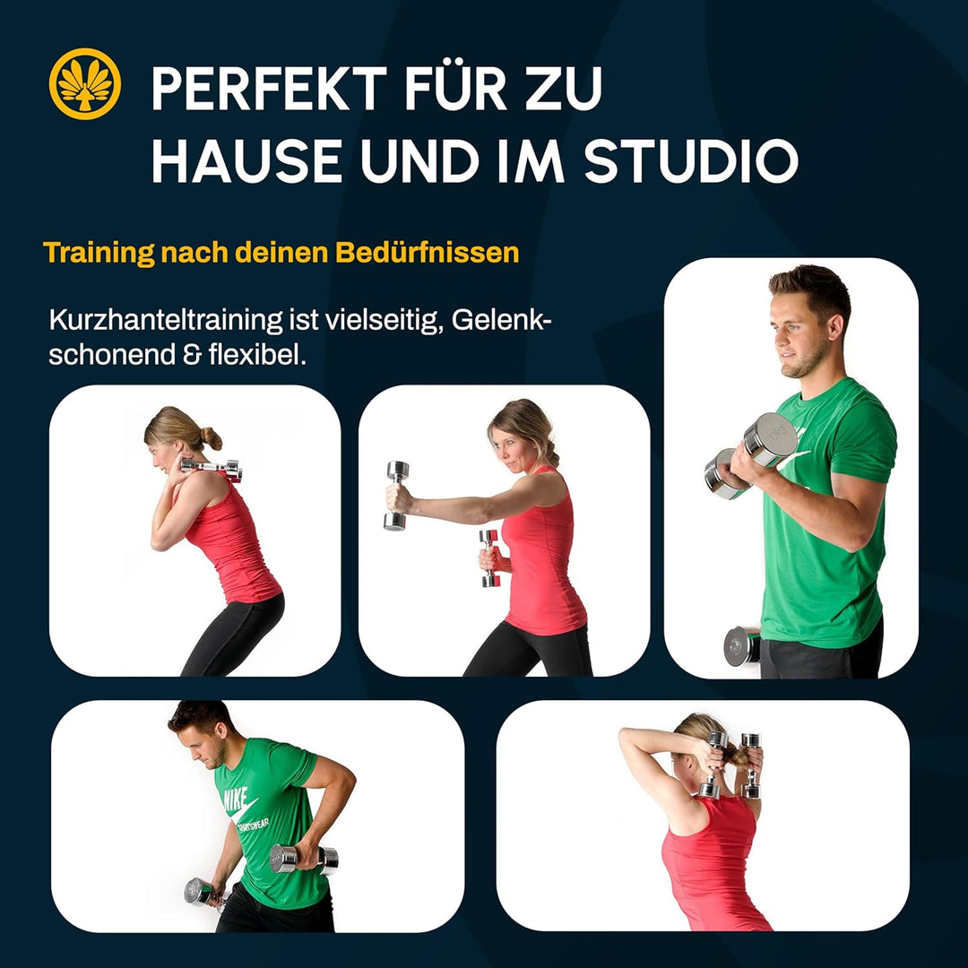 Oliver – Chrom Kurzhanteln Set 2x 10kg – Hantelset für Männer & Frauen – verschiedene Gewichte von 1