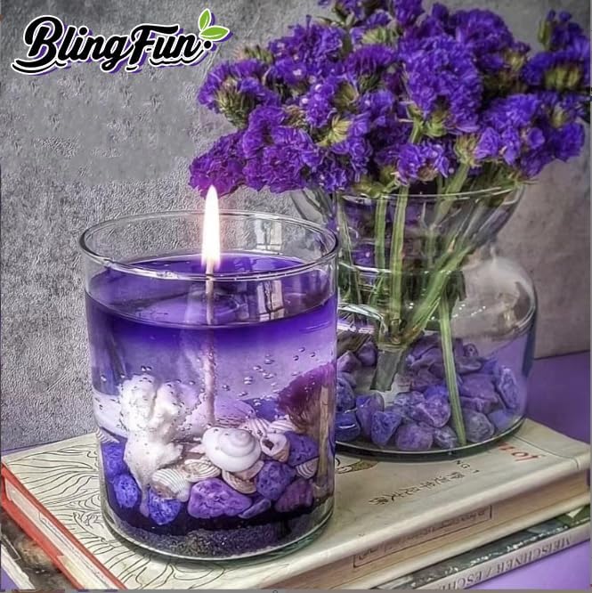 Blingfun Gelwachs für Kerzenherstellung mit 4 Gelee-Wachs, 50 Kerzendochten und 50 Aufklebern, Handa