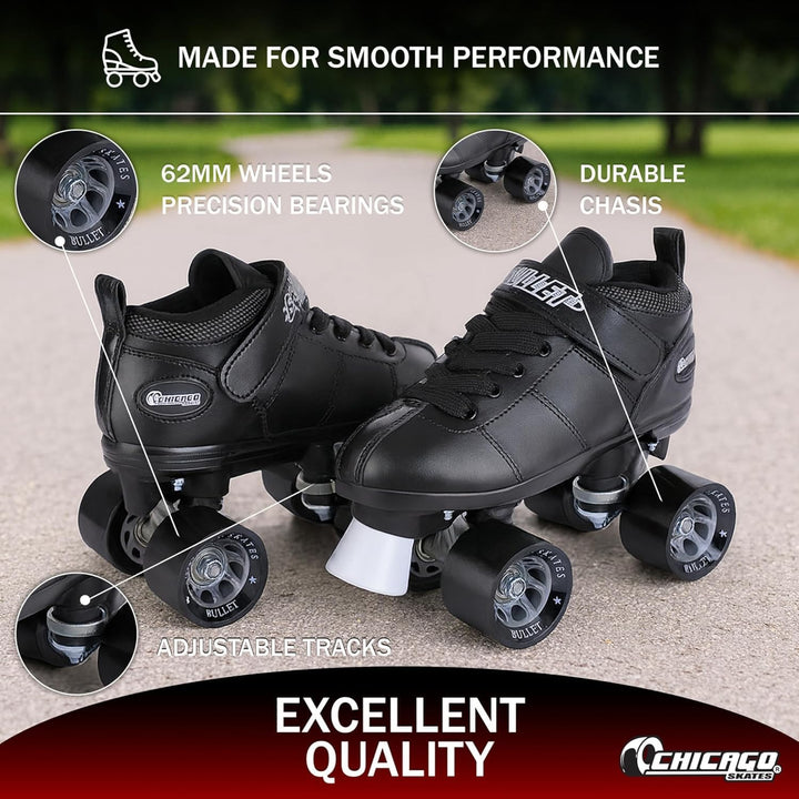 Chicago Bullet Speed Rollschuhe für Herren, Schwarz, Grösse 42