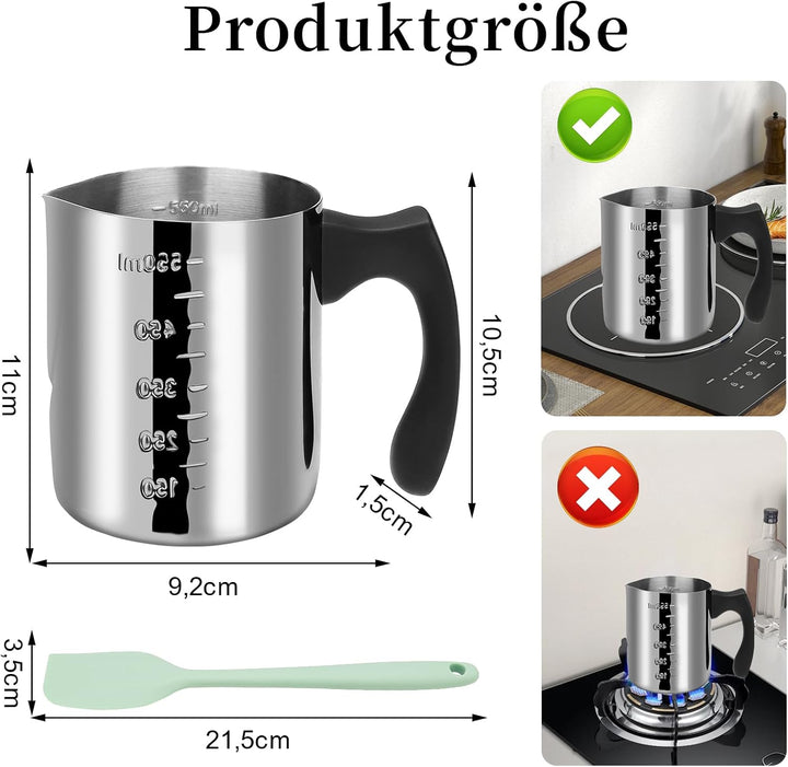 ALLAVA Schmelztopf 600ml, Wasserbad Schmelzschale, Kerzen Schmelztopf, Schmelztopf Kerzenwachs Edels