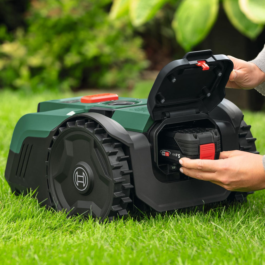 Bosch Akku-Mähroboter VISIMOW18V-200 (für Rasenflächen bis 200 m², Schnittbreite: 18 cm, Schnitthöhe