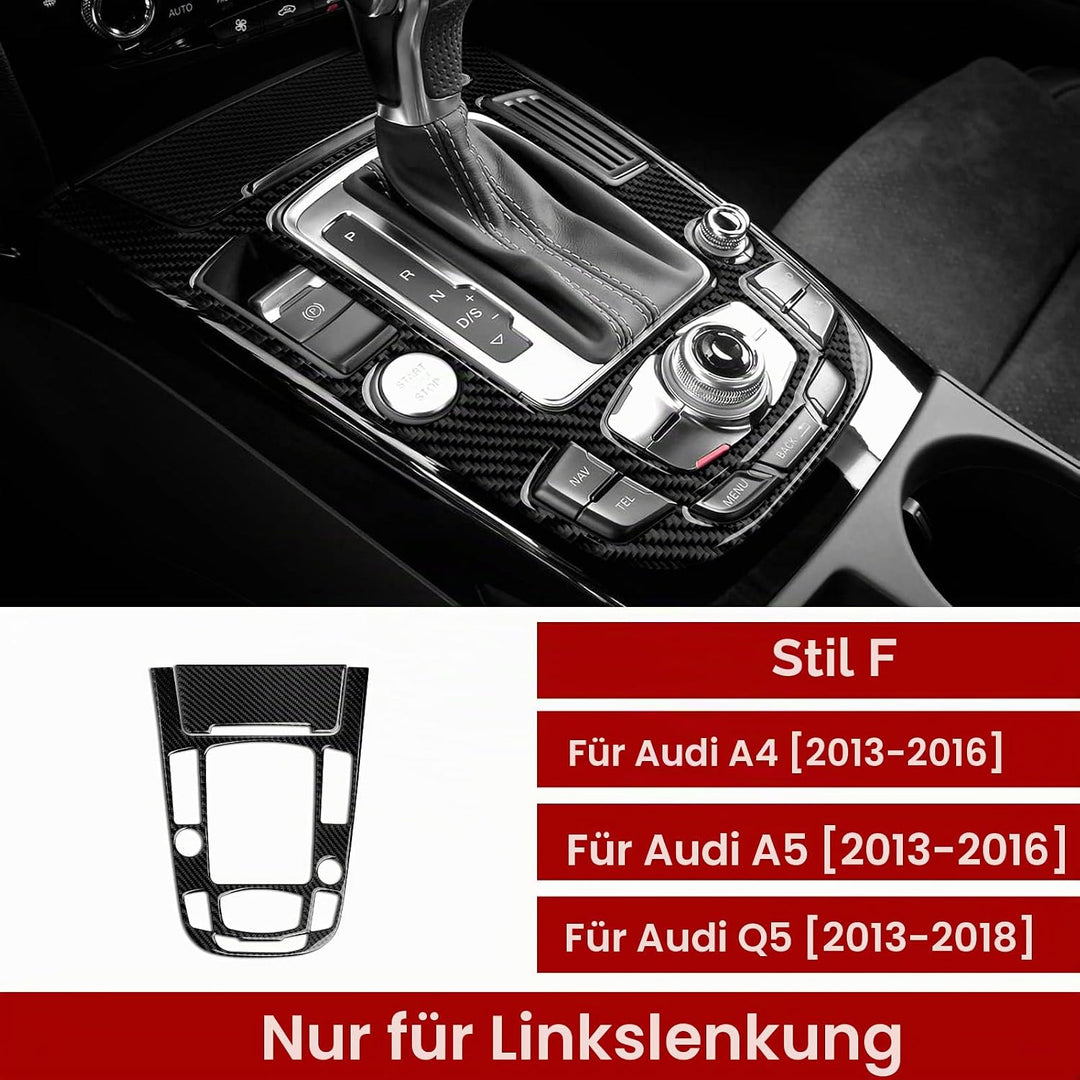 Auto Kohlefaser Schaltknauf Schalthebel Cover Trim Kompatibel mit Audi A4 B8 A5 S4 S5 Q5 RS4 RS5 Zub