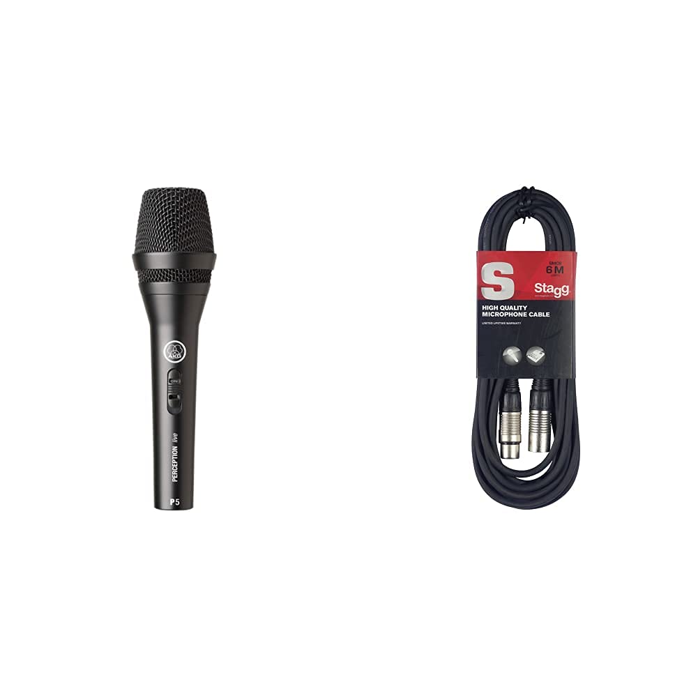 AKG P5s Professionelles dynamisches Live-Gesangsmikrofon mit Schalter &amp; Stagg Hochwertiges Mikrofonk