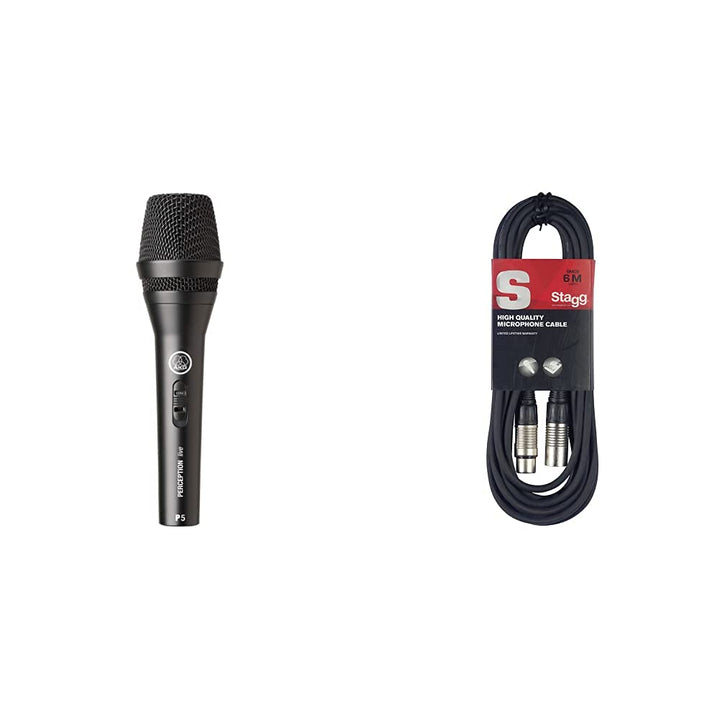 AKG P5s Professionelles dynamisches Live-Gesangsmikrofon mit Schalter &amp; Stagg Hochwertiges Mikrofonk