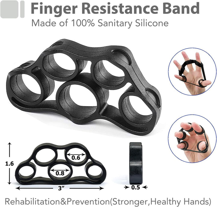 Handtrainer Fingertrainer, Griffkraft Trainer Training Set - 6er-Pack, Verstellbarer Grip Trainer, F