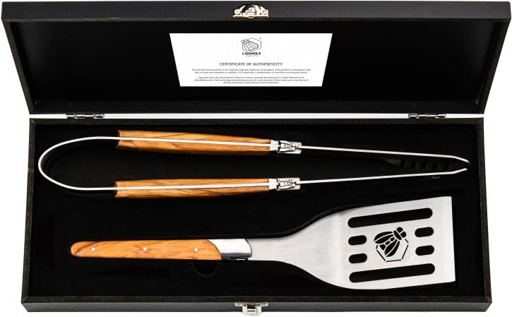 Laguiole Style de Vie Grillzubehör Set Luxury Line, 2-teilig, Olivenholz
